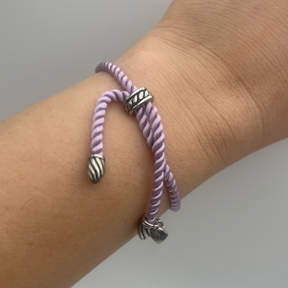 David Y Lavender Silk Rope Adjustable Cord Bracelet